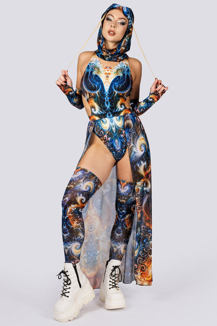 Rave Outfit Atlantis High Cut Bodysuit Full View