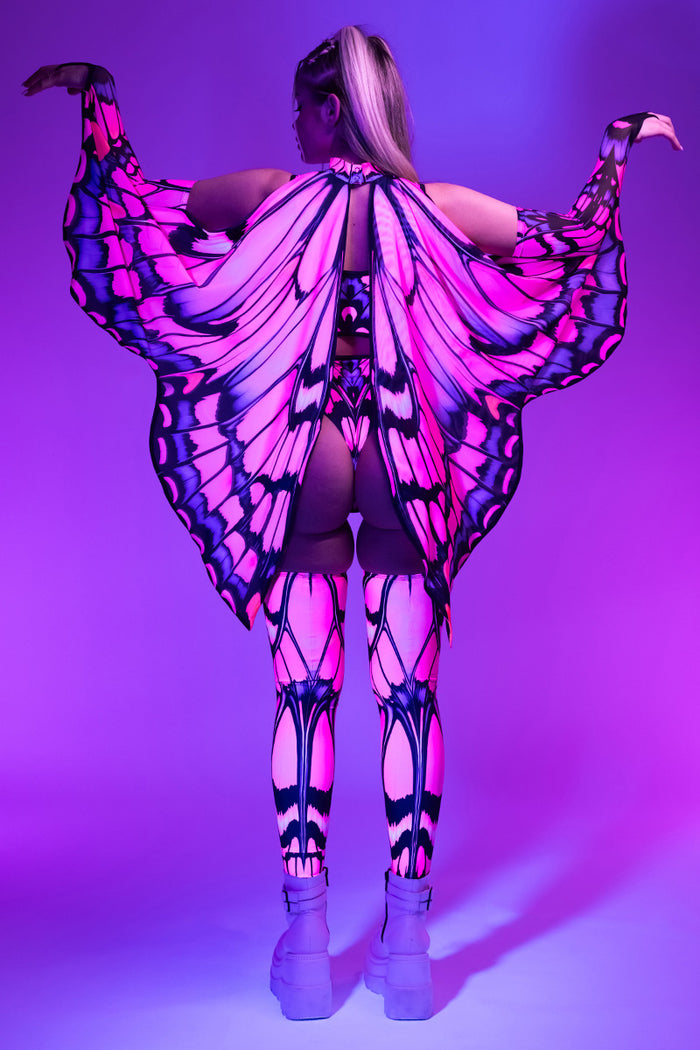 Rave Outfit Aurora Venom Cut Out Thong Bodysuit Back View Uv