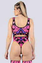 Rave Outfit Aurora Venom Cut Out Thong Bodysuit Back View