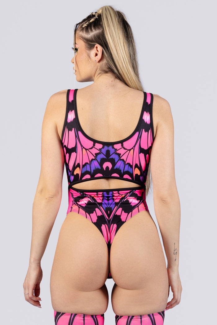Rave Outfit Aurora Venom Cut Out Thong Bodysuit Back View