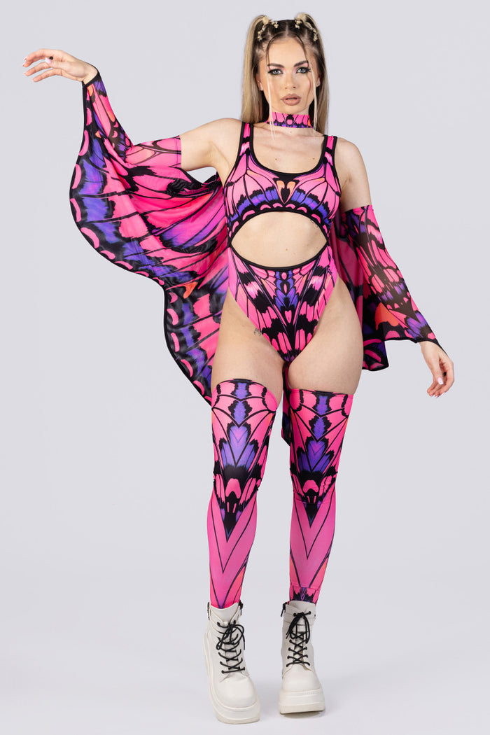 Rave Outfit Aurora Venom Cut Out Thong Bodysuit Front View