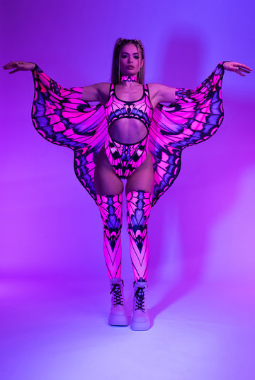 Eternal Vampire Cut Out Flare Sleeve Thong Bodysuit main image 0