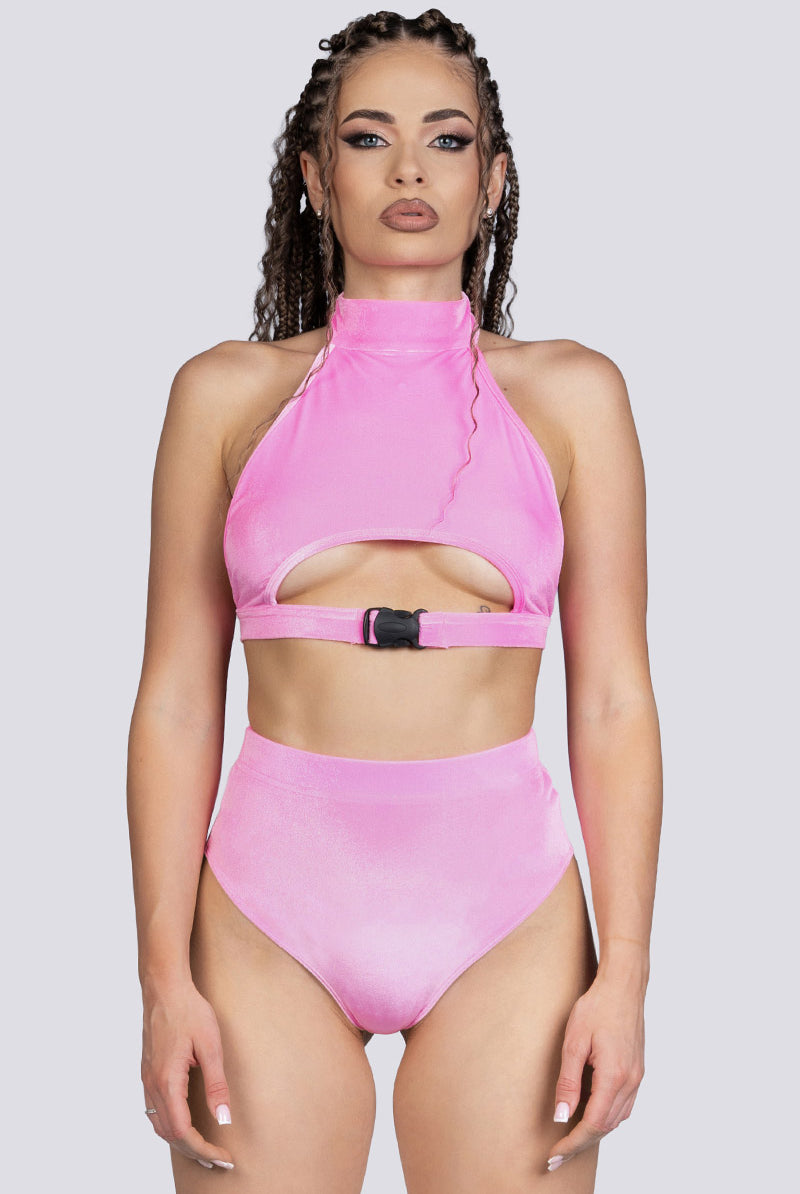 Babydoll Booty Shorts - Pink Velvet Stripper Outfit