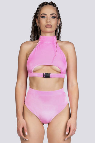 Babydoll Booty Shorts - Pink Velvet Stripper Outfit