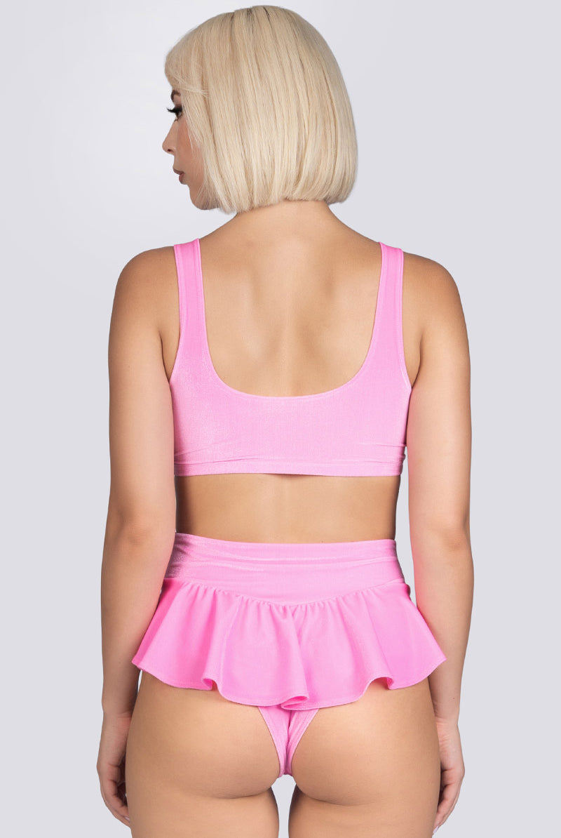 Babydoll Bra Crop Top - Pink Velvet Exotic Dancewear