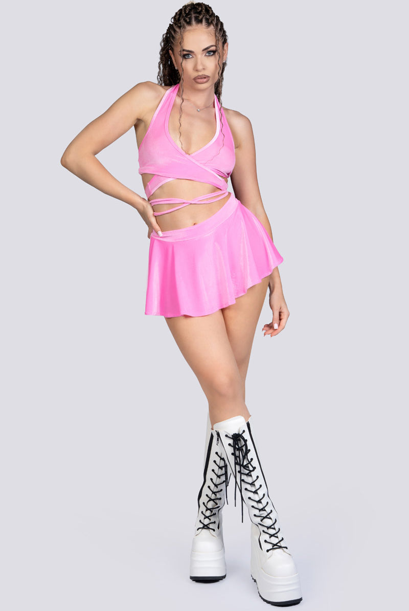 Babydoll Mini Skirt - Pink Velvet Dancewear