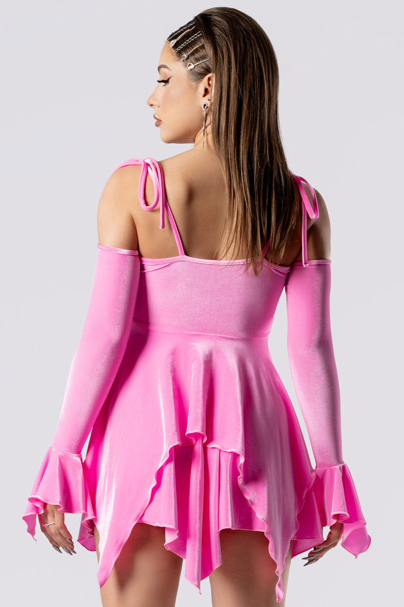Babydoll Pink Fairy Velvet Dress