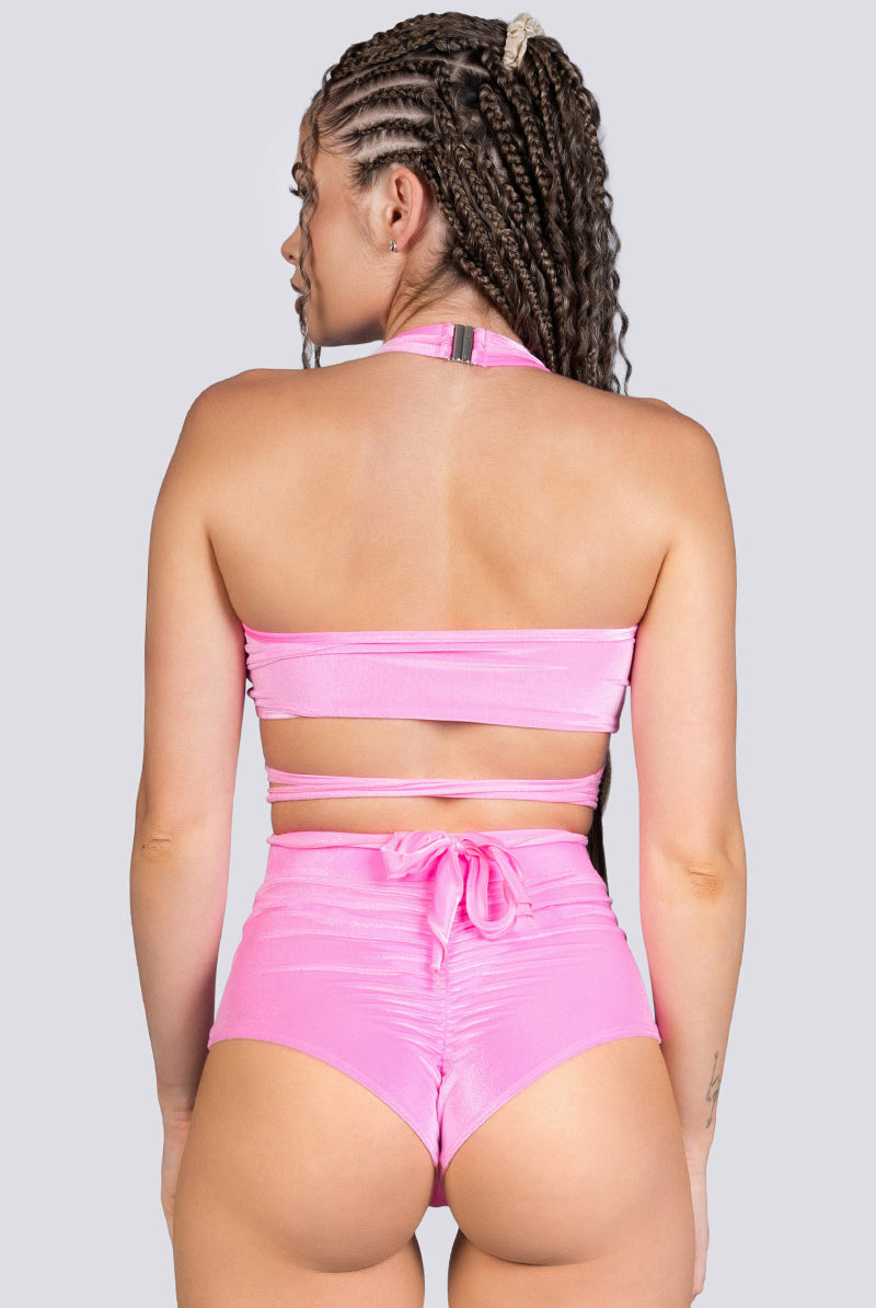 Babydoll Scrunched Shorts - Pink Velvet Exotic Dancewear