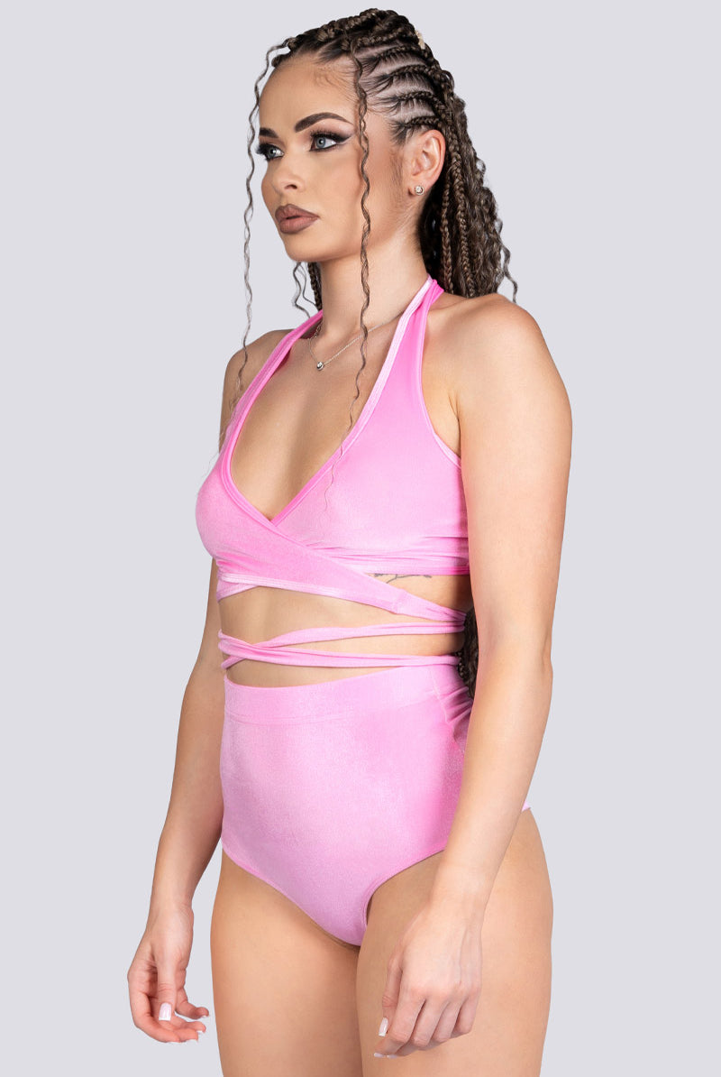 Babydoll Scrunched Shorts - Pink Velvet Stripper Wear