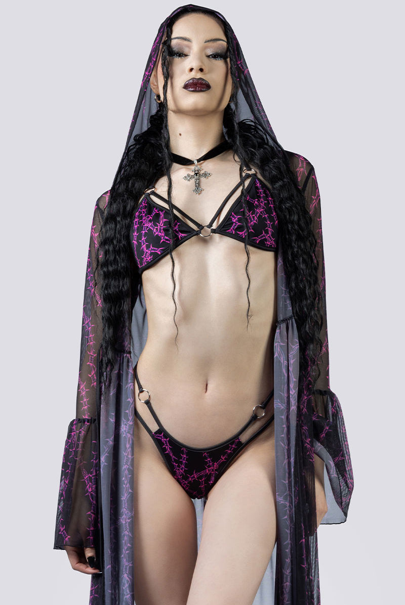 Barbed Desire Bikini Set Close Up Goth Clothing