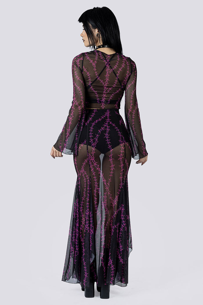 Barbed Desire Maxi Skirt Set Back Gothic Outfits