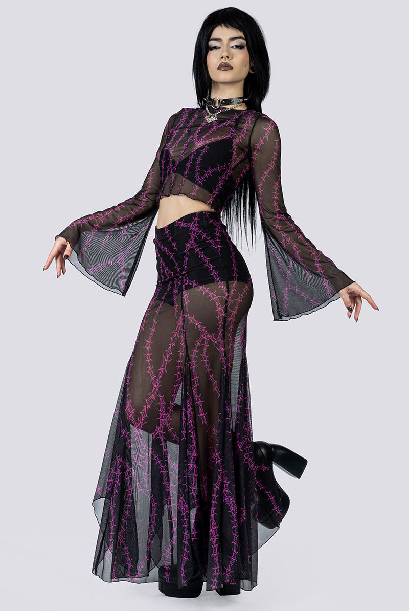 Barbed Desire Mesh Crop Top Full Body Goth Fashion