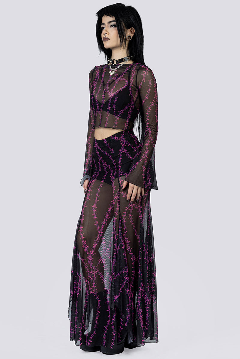 Barbed Desire Mesh Crop Top Side Gothic Clothes