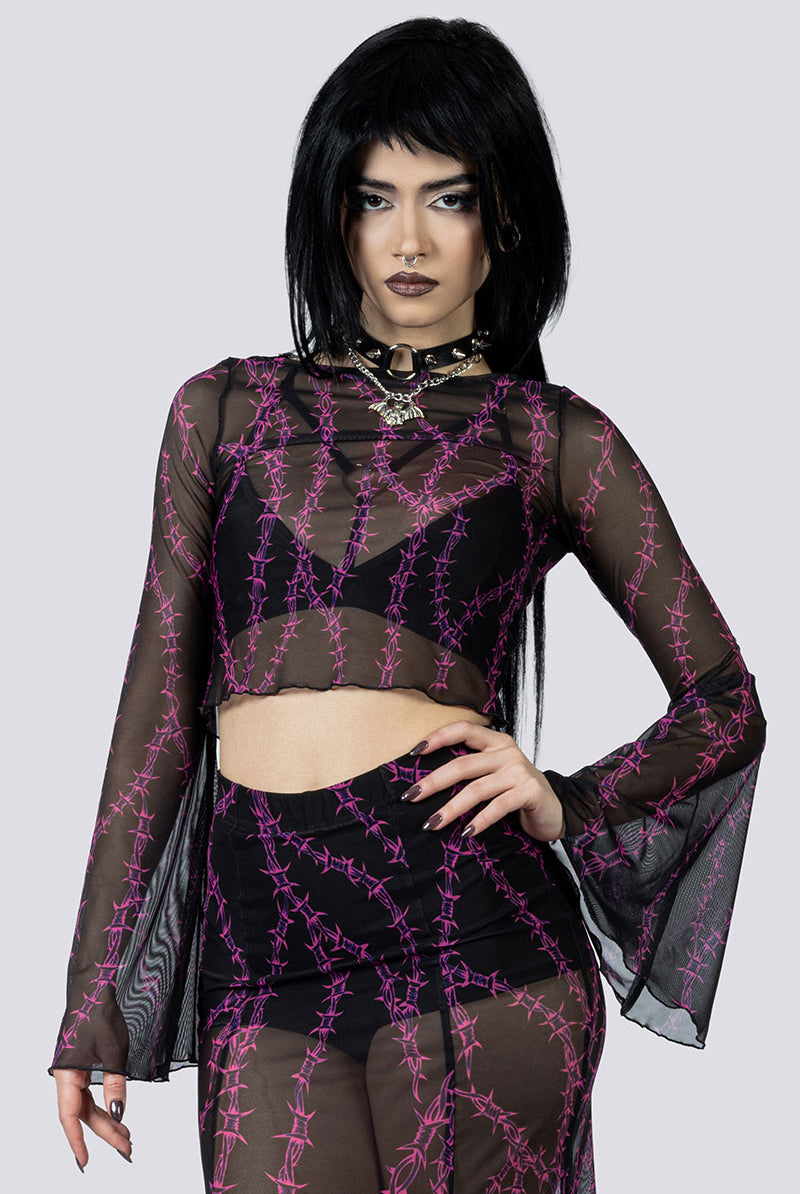 Barbed Desire Mesh Crop Top Goth Clothing