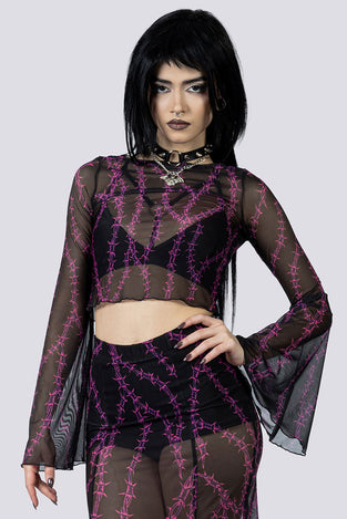 Barbed Desire Mesh Crop Top Goth Clothing