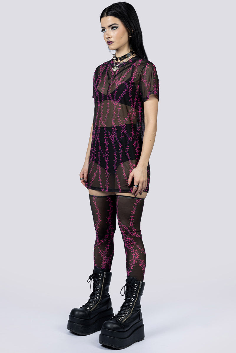 Barbed Desire Mesh Tee Shirt Dress