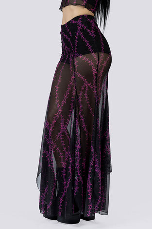 Barbed Desire Sheer Maxi Skirt Close Up Goth Clothing