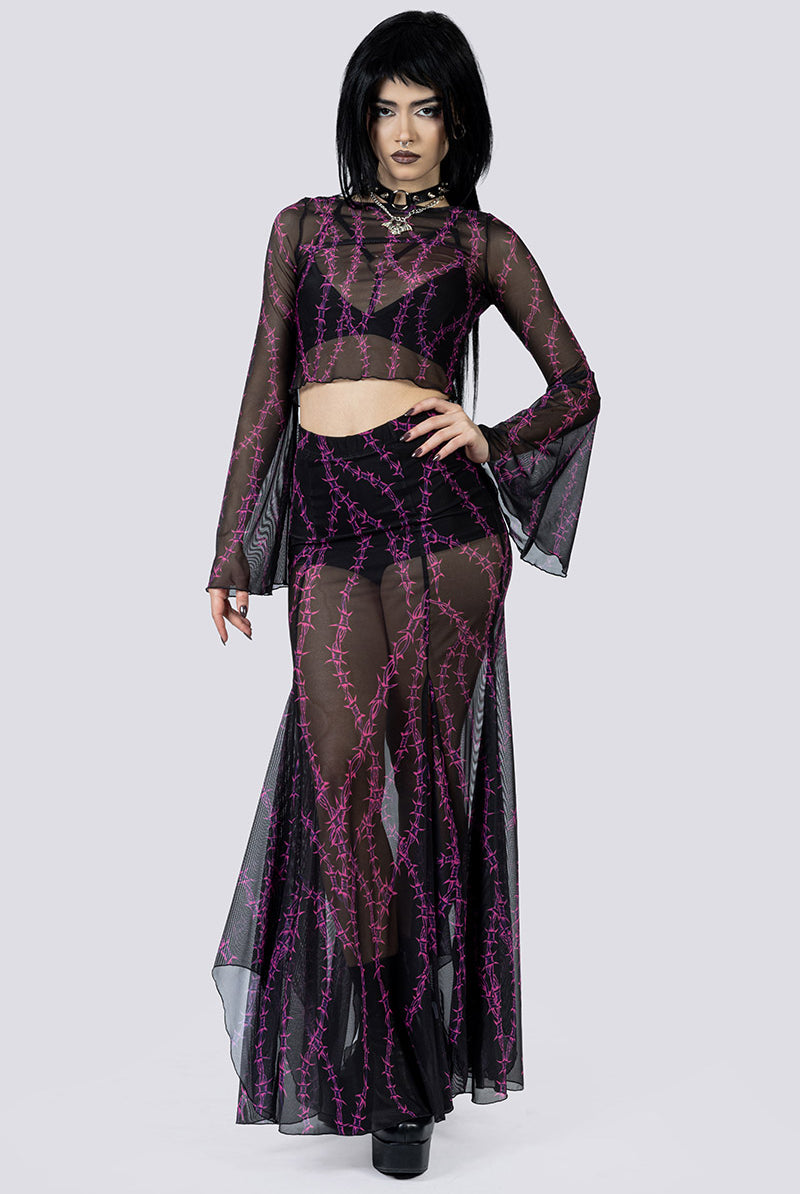 Barbed Desire Sheer Maxi Skirt Front Gothic Clothing
