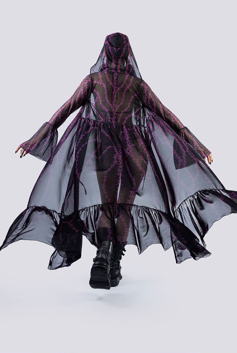 Barbed Desire Sheer Robe Back Full Body Gothic Outfits