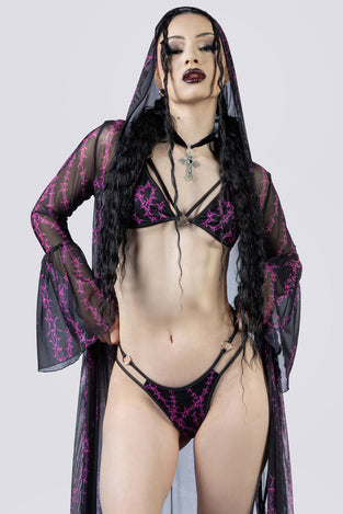 Barbed Desire Sheer Robe Close Up Goth Clothing