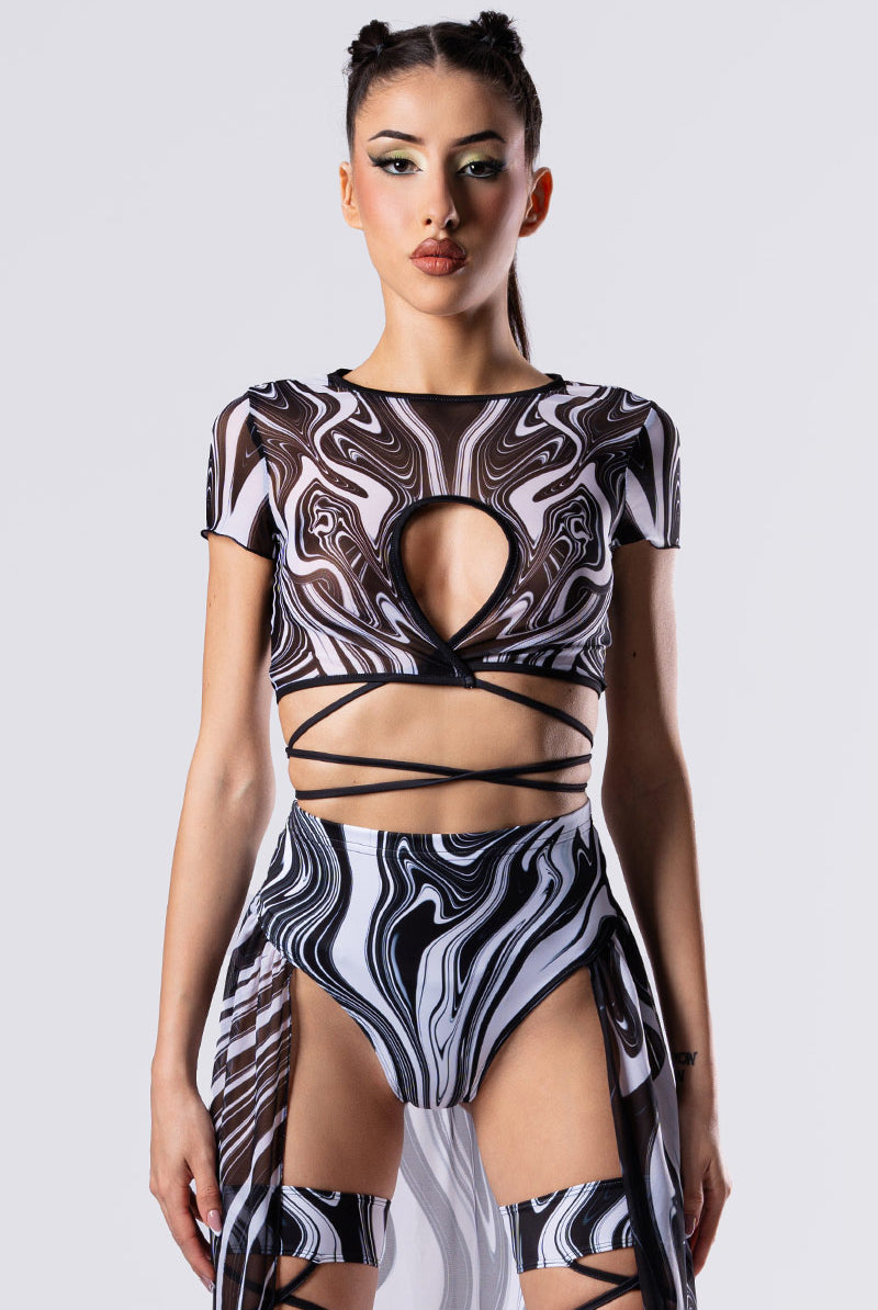 black-and-white-chaos-maxi-skirt-set-close-front-view