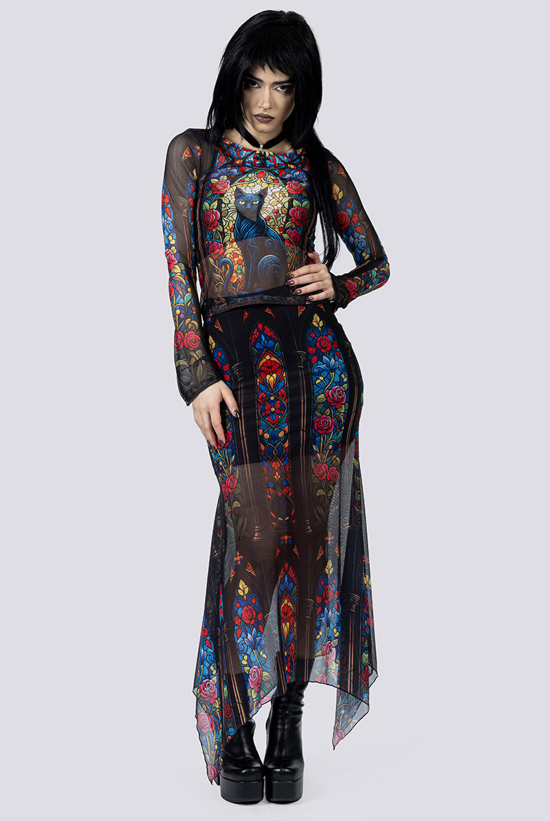 Black Cat Sorcery Maxi Skirt Set Full Body Goth Clothing