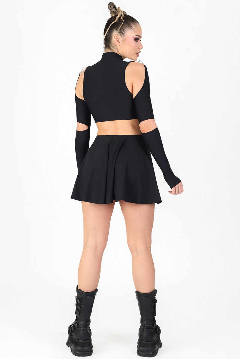 Black Cut Out 2 Piece Dress with Rings Black Cut Out 2 Piece Dress with Rings