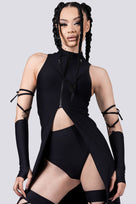 Rave Outfit Black Cut Out Maxi Dress Close View