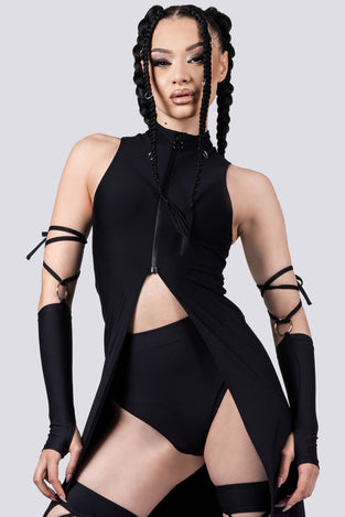 Rave Outfit Black Cut Out Maxi Dress Close View
