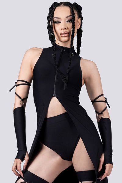 Black Cut Out Maxi Dress – Techno outfit for Festivals, M