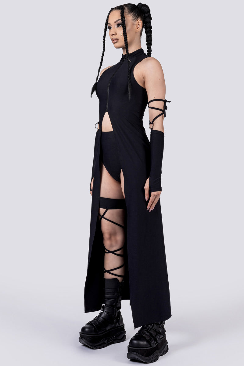All Black Cut Out Maxi Dress for Party