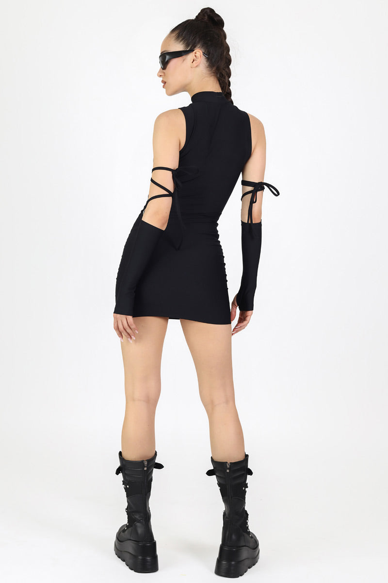 Printed Grey Snakeskin Cut Out Mini Dress from Spandex
