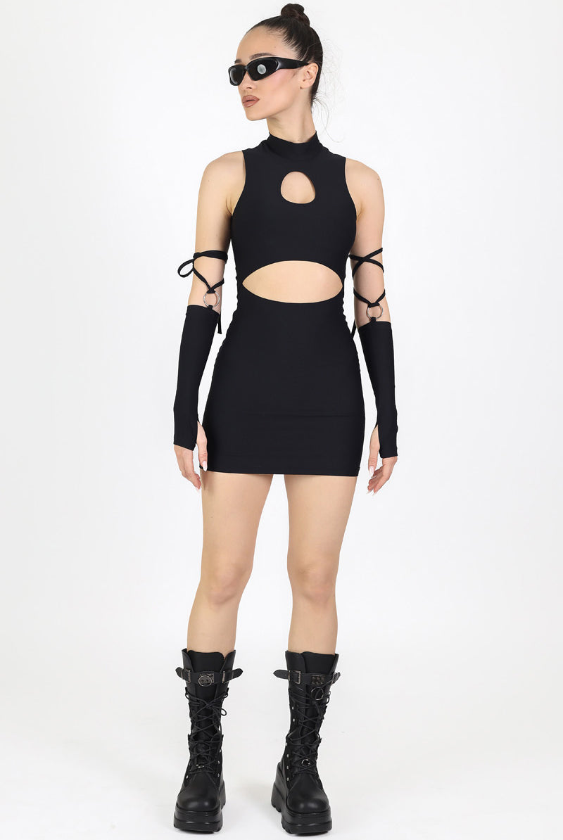Black Cut Out Mini Dress Full View