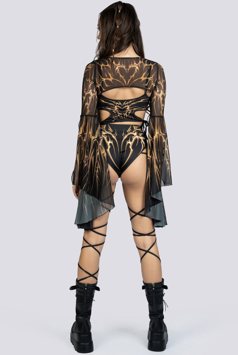 Black Gold Two Piece Top Rave Outfit