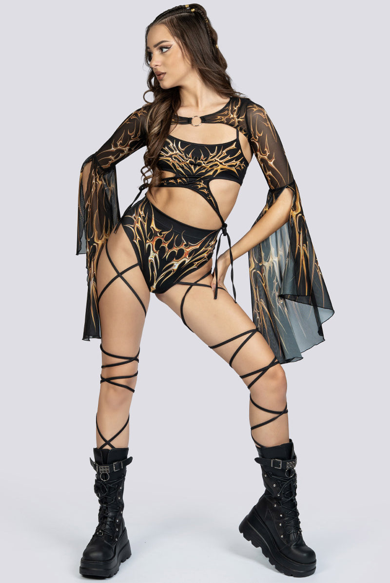 Black Gold Two Piece Top Rave Clothing