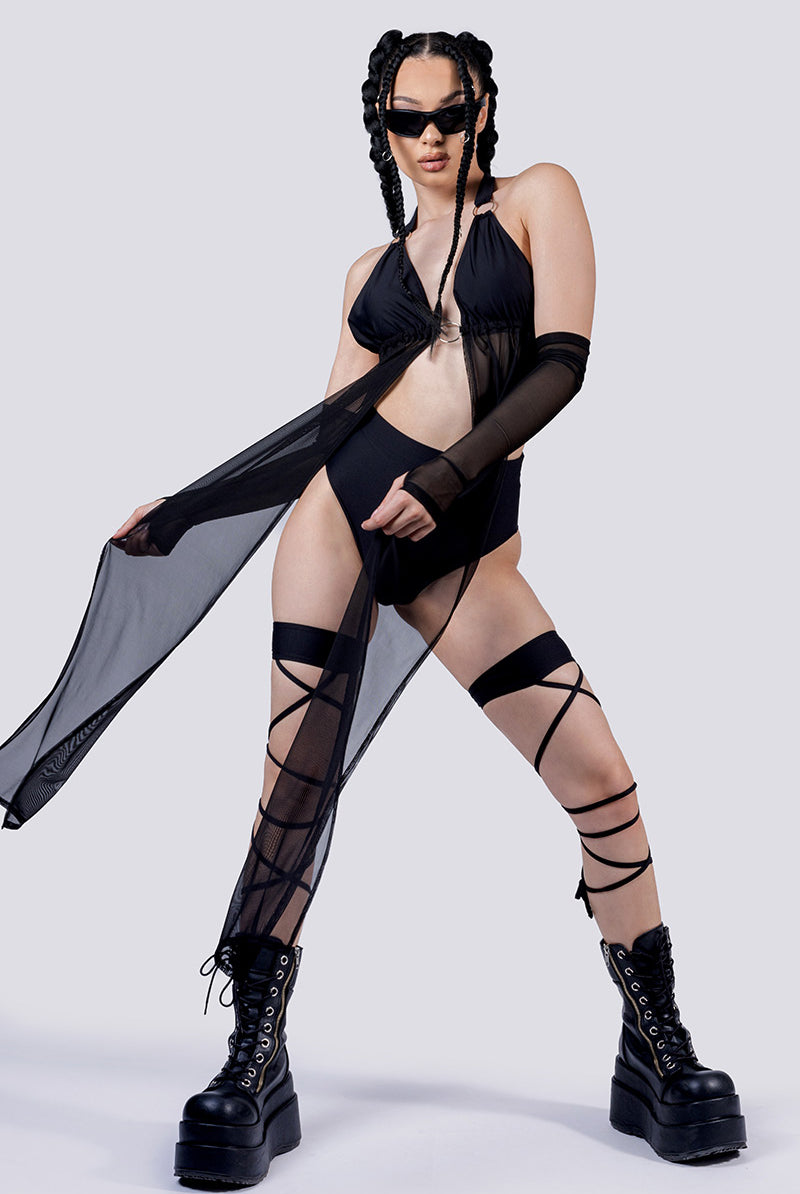 black-maxi-scarf-top-set-front-view