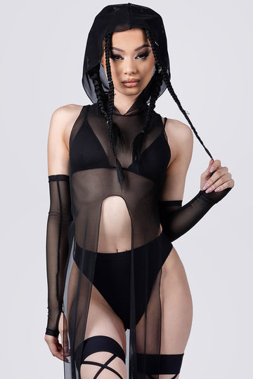 mesh dress with hood Sandstorm Hooded Dress