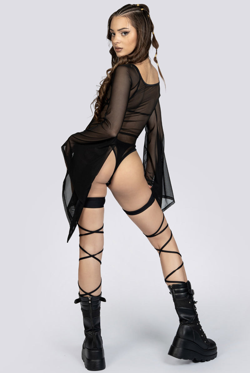 Black Mesh Keyhole Bodysuit Rave Outfit