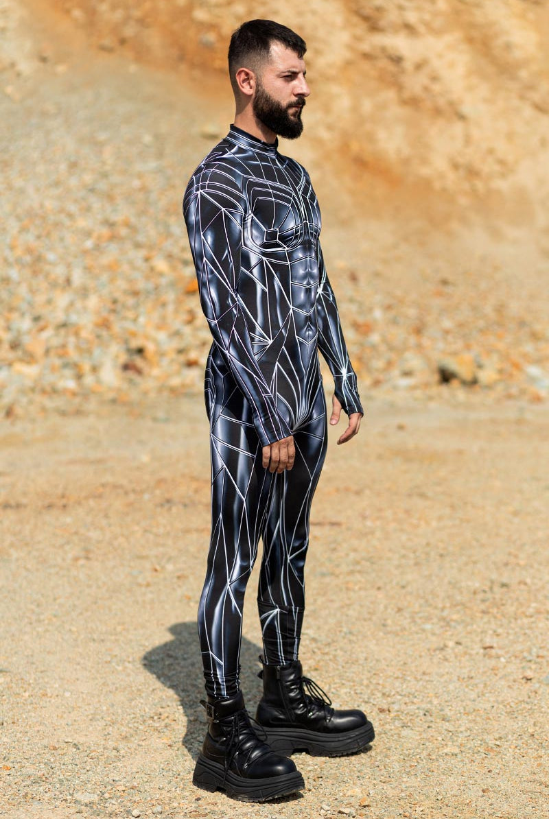 Black Mirror Men Rave Costume Side View