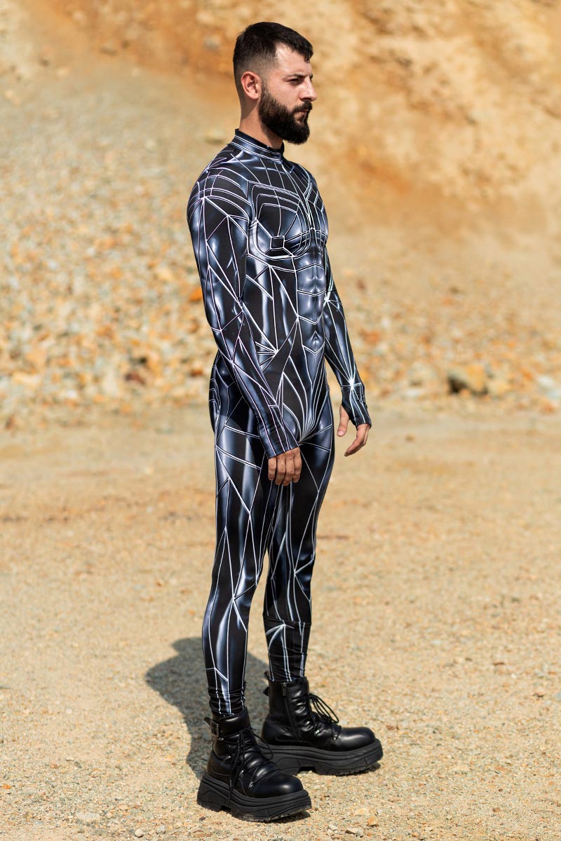 Black Mirror Men Rave Costume Side View