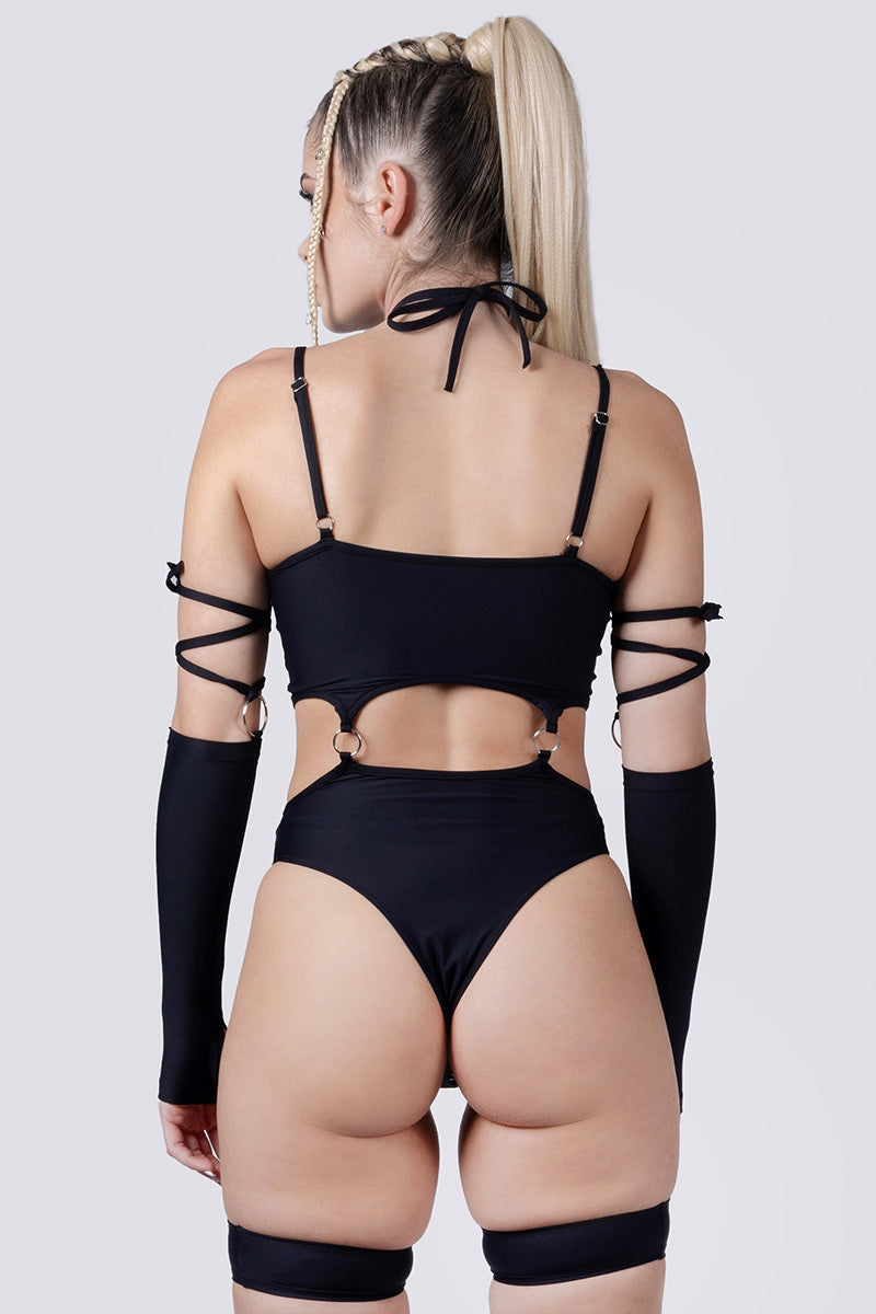 black-o-ring-cut-out-bodysuit-close-back-view