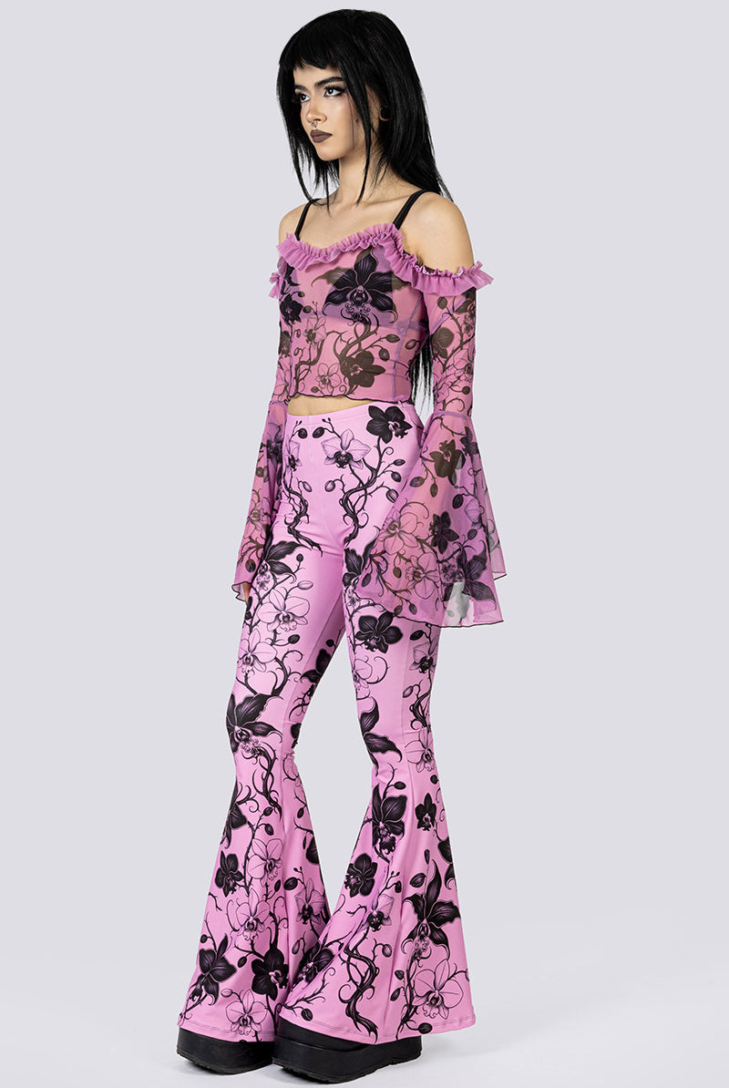 Black Orchid Flare Pants Set Side Gothic Clothing