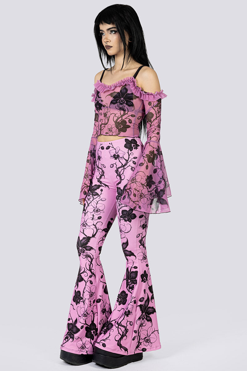 Black Orchid Flare Pants Set Side Gothic Clothing