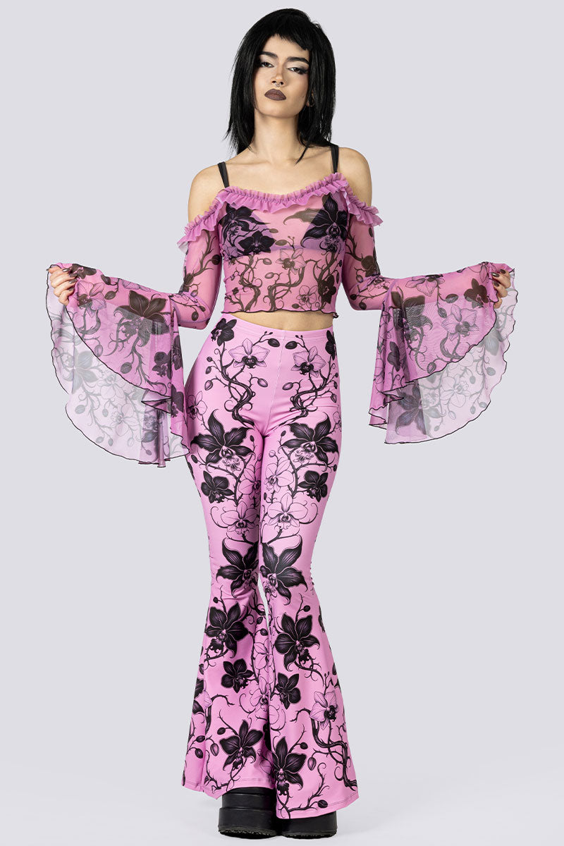 Black Orchid Flare Pants Set | Devil Walking