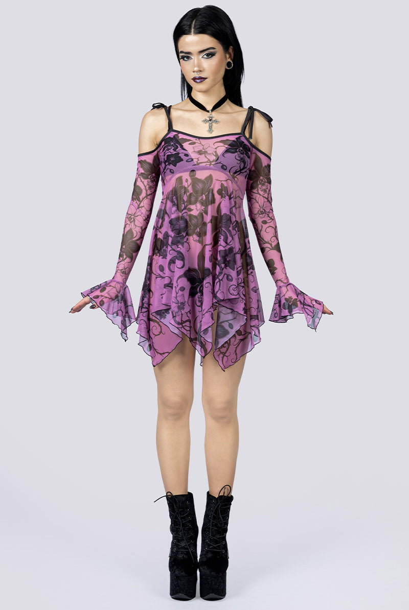 Black Orchid Mesh Handkerchief Strappy Dress