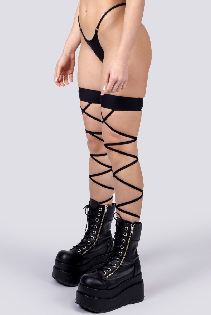 black-rave-leg-wraps-close-side-view