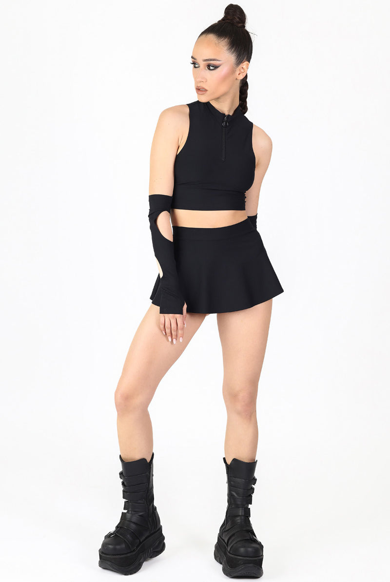 Black Rave Mini Skirt Full View
