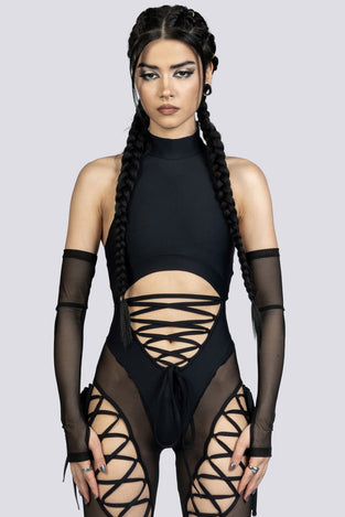 Black Ribbon Cut Out Jumpsuit Festival Wear
