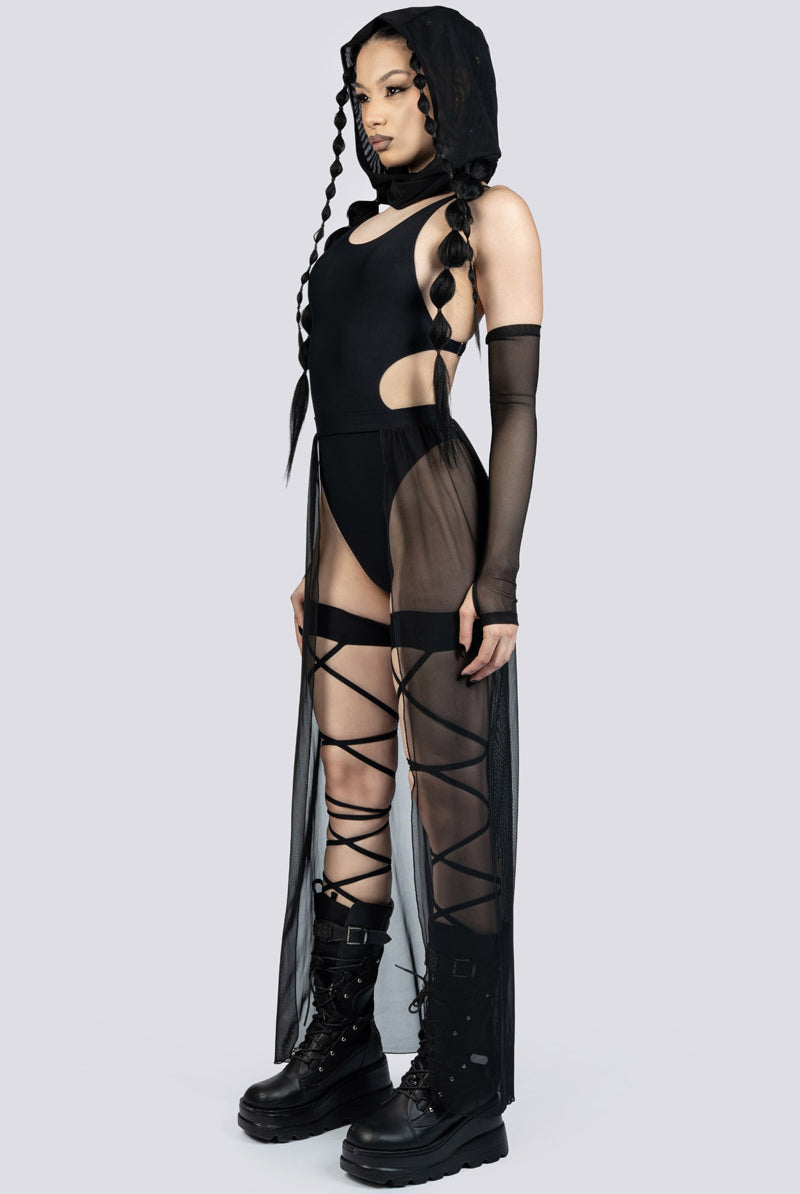 Black Sheer Maxi Skirt Festival Wear