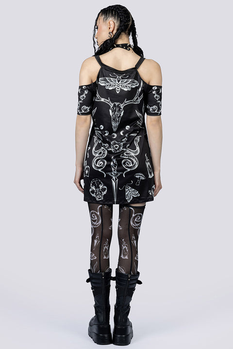 Black Witch Tee Shirt Dress Back Goth Fashion